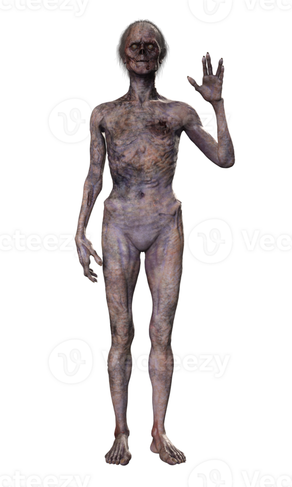 Zombie on transparent background, 3d render png
