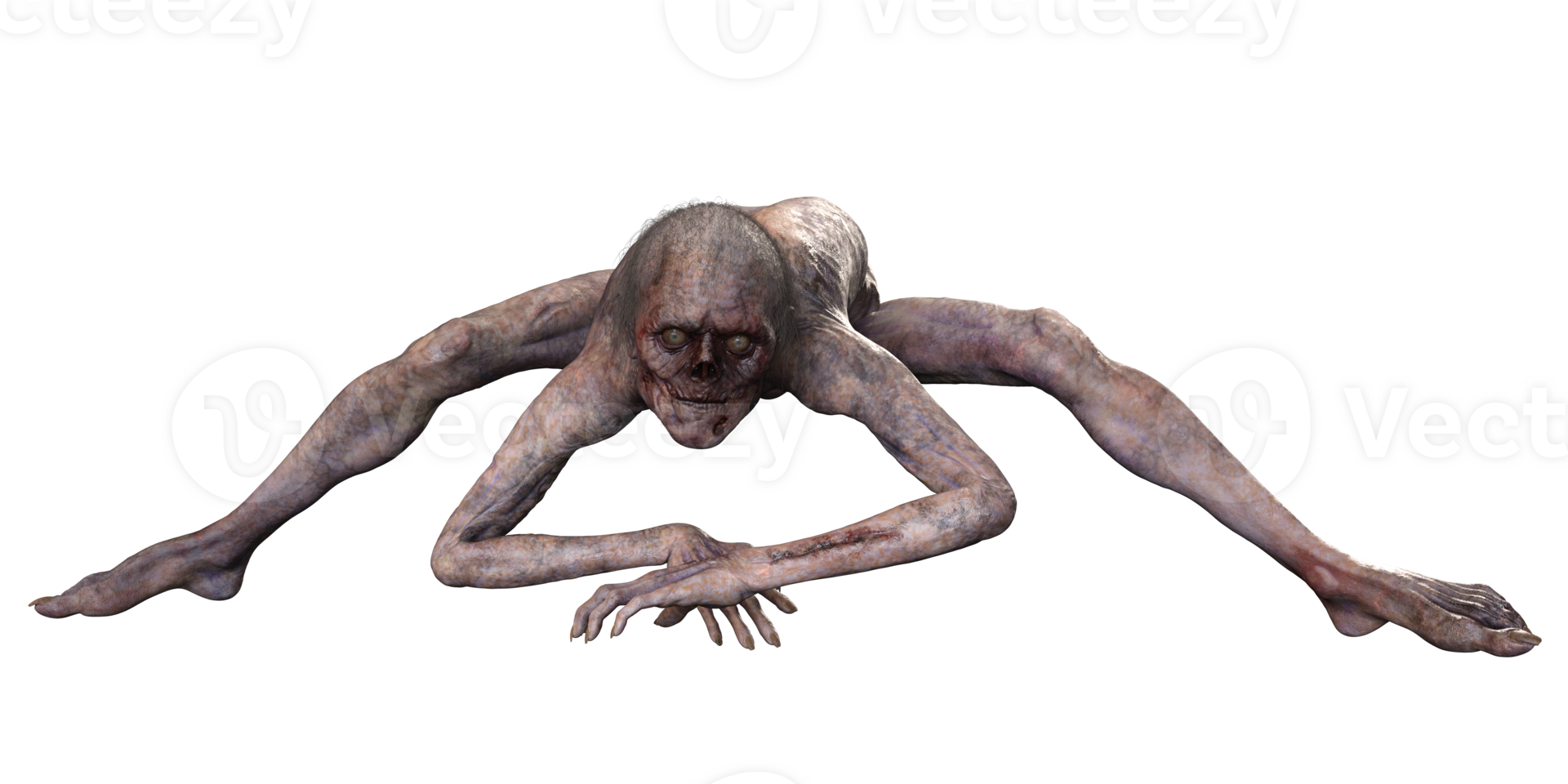 Zombie on transparent background, 3d render png