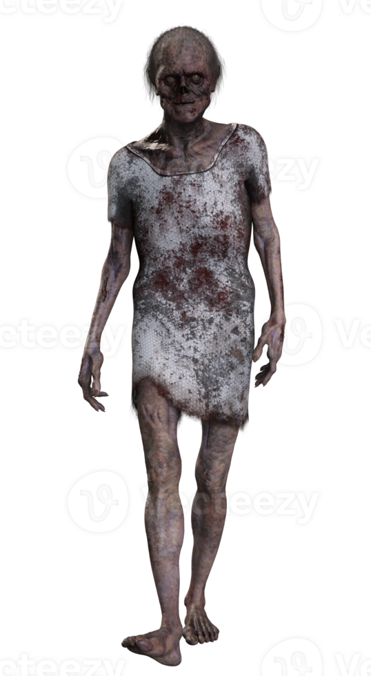 Zombie on transparent background, 3d render png