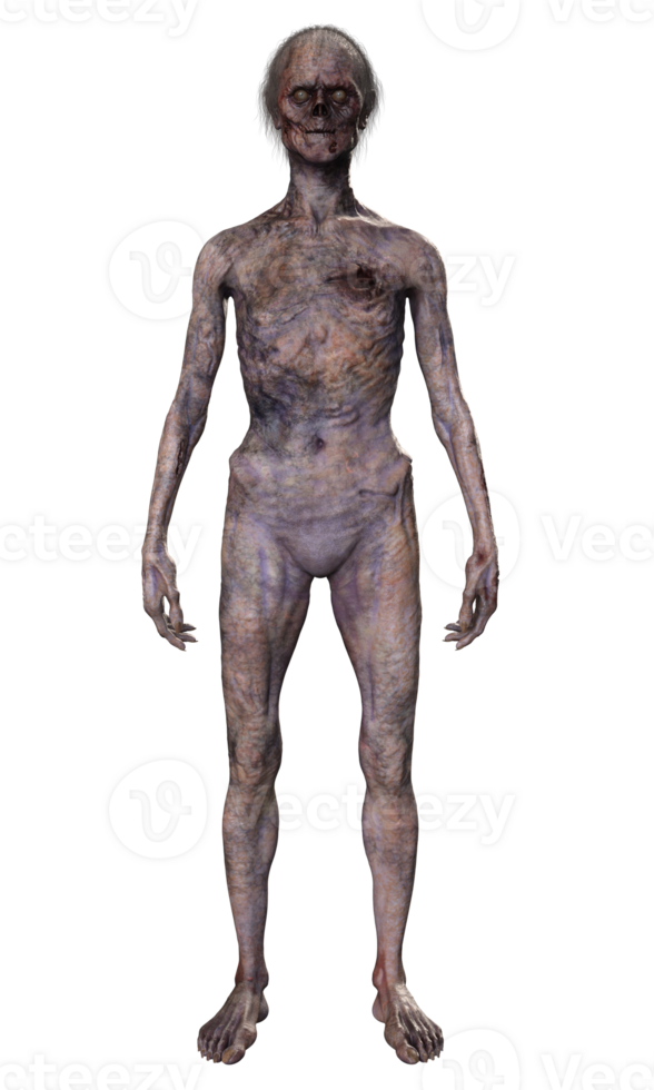 Zombie on transparent background, 3d render png