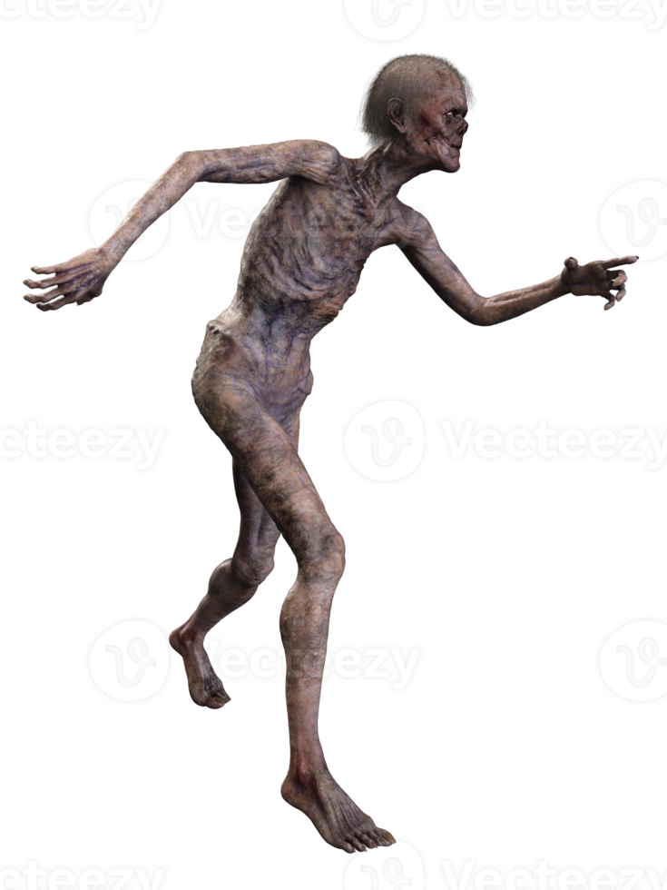Zombie on transparent background, 3d render png