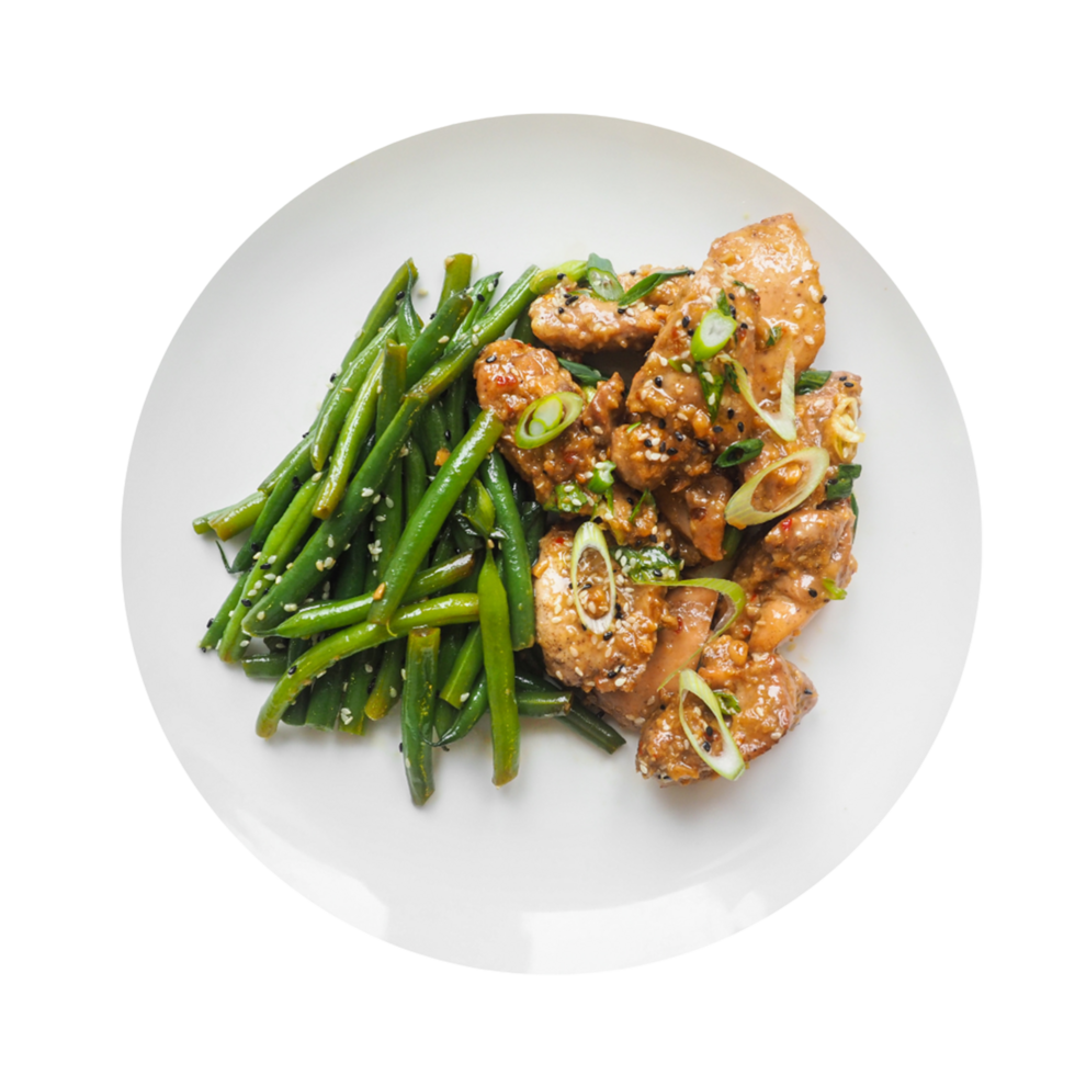 Salad of green beans and meat png