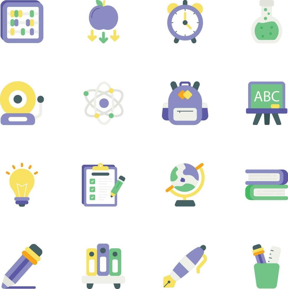 pack of school and education flat icons set vector