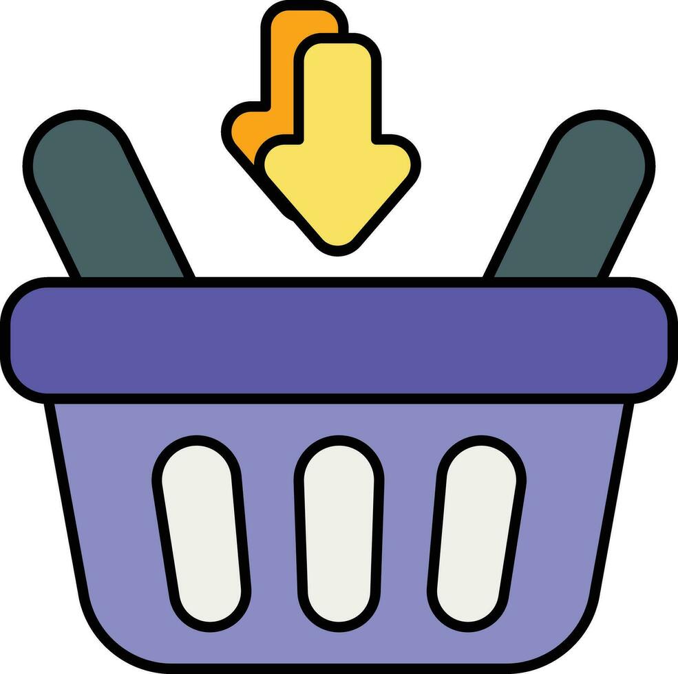 Basket Down color outline icon design style vector