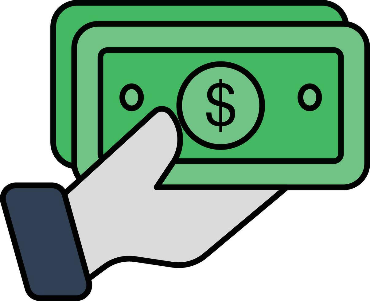 Hand Money color outline icon design style vector