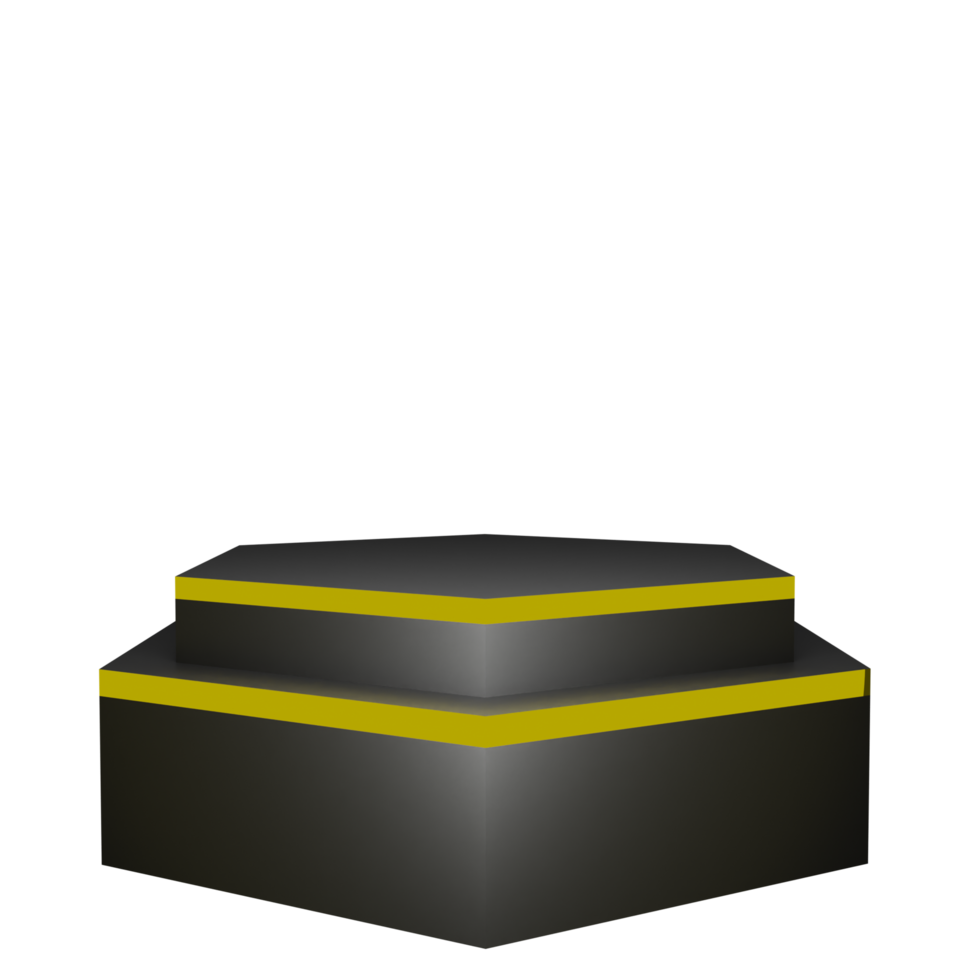 3d negro podio con amarillo rayas para producto monitor png