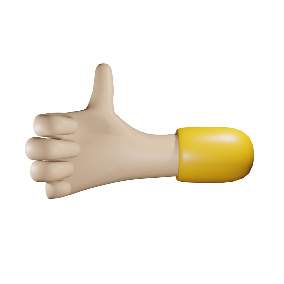 3D Hand with a Thumb Up Gesture Illustration png