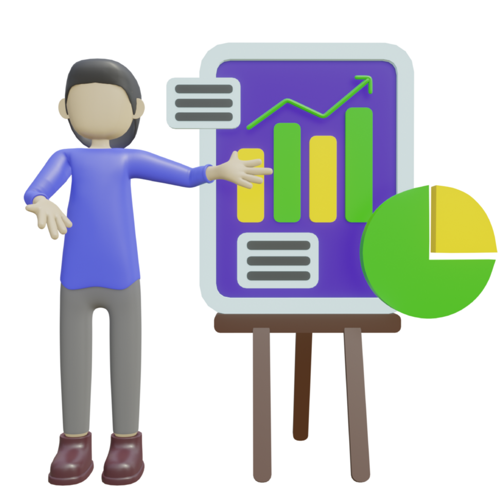 3D Character Illustration Business Presentation png