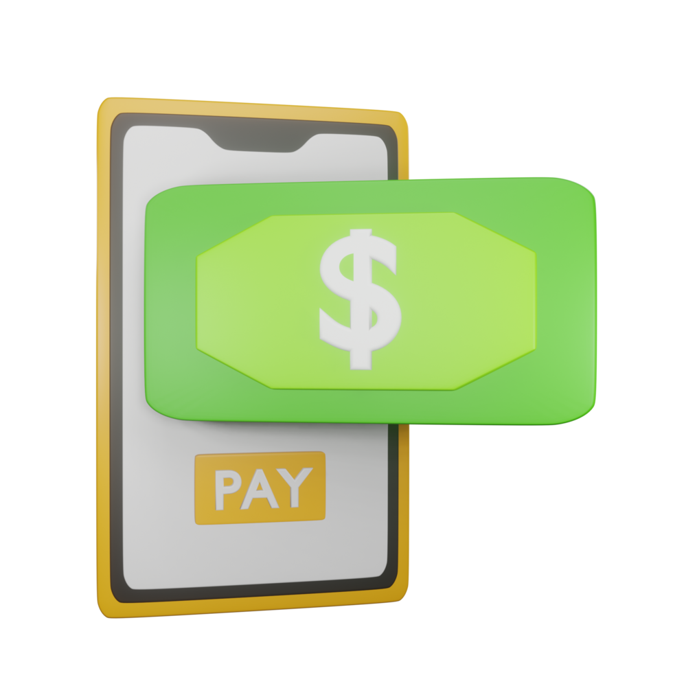 3D Mobile Banking Illustration png