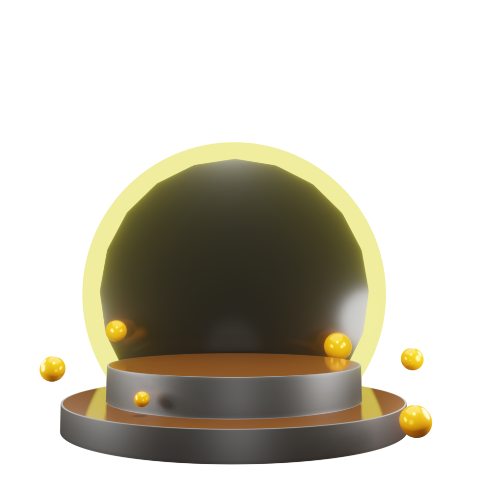 Golden Balls on a Podium with a Neon Lamp in the Center png