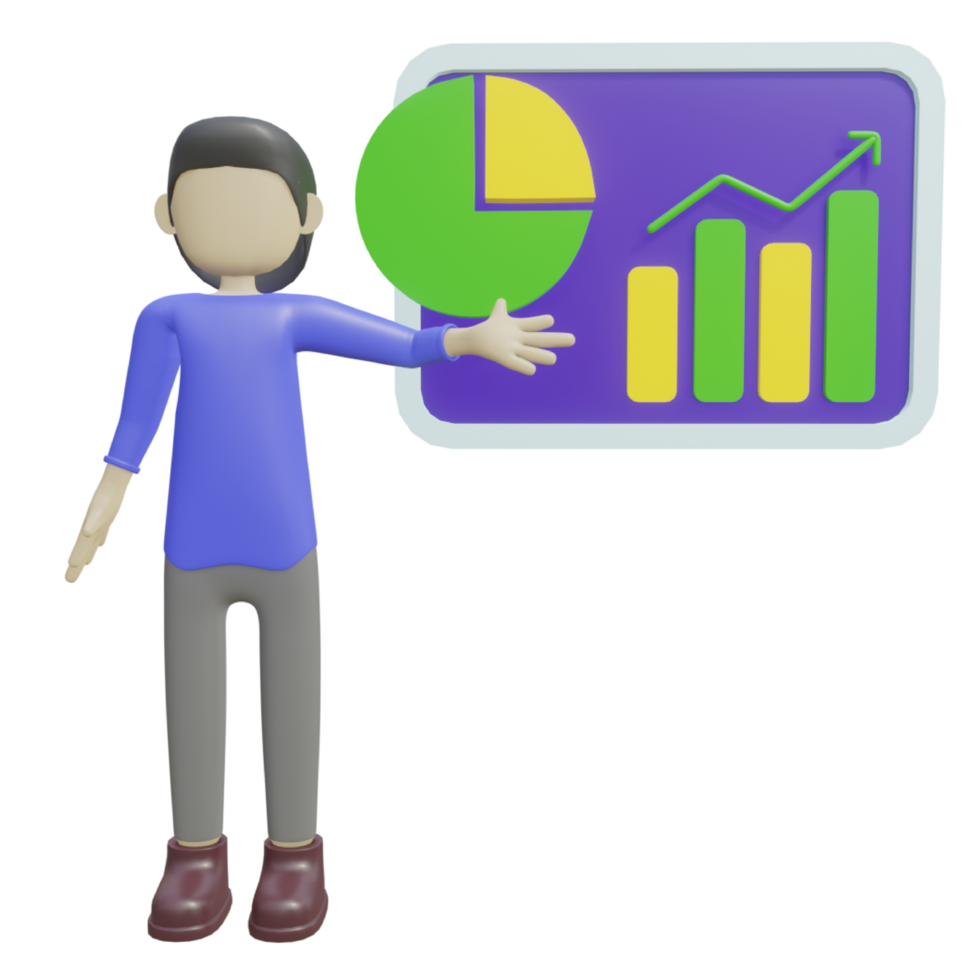 3D Character Illustration Business Presentation png