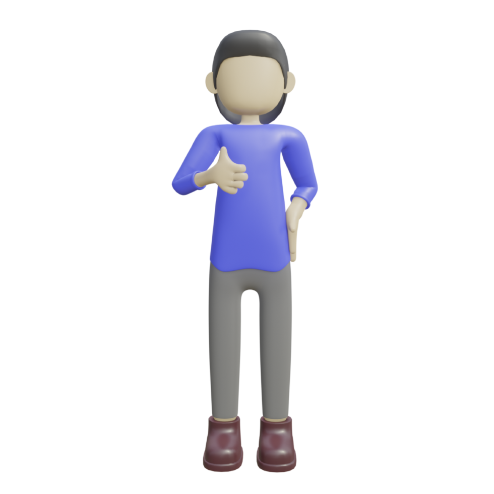 3D Character Illustration Showing Thumbs Up Pose png