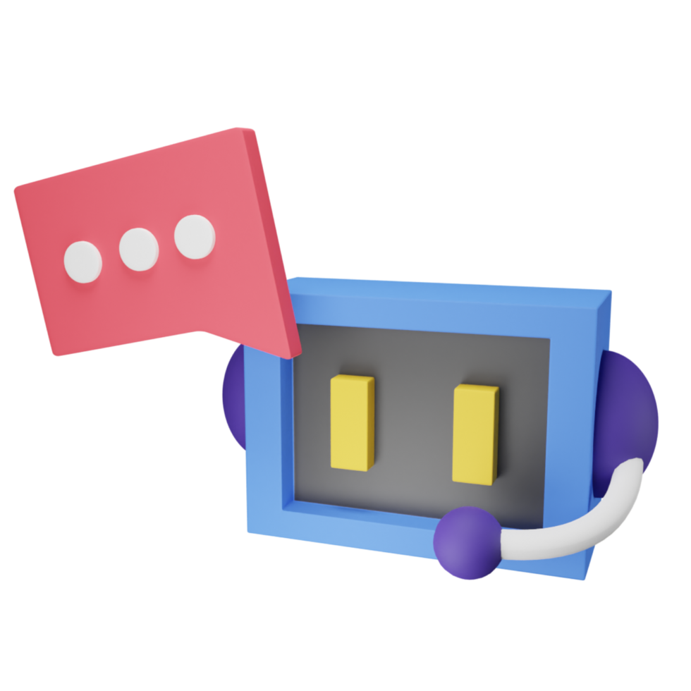 3d chatbot avec discours bulle png