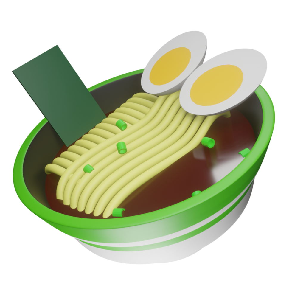 3d tigela do Macarrão com ovos e uma algas marinhas ilustração. ásia Comida ilustração png