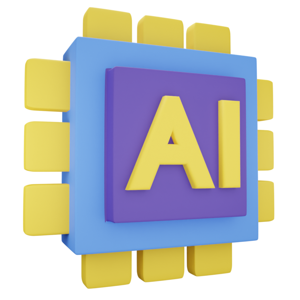 3D Artificial Intelligence Microchip png