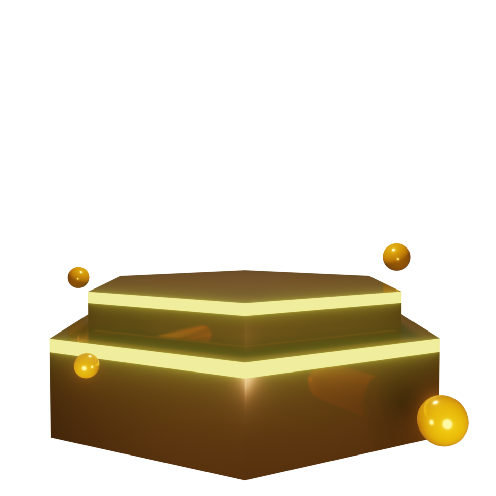 3D Golden Podium with Golden Balls png