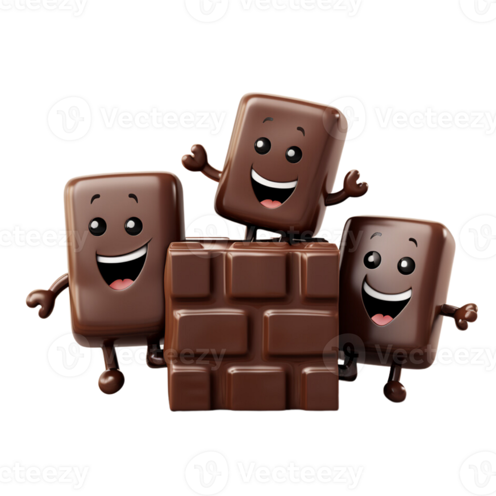 choklad tecknad serie tecken 3d png