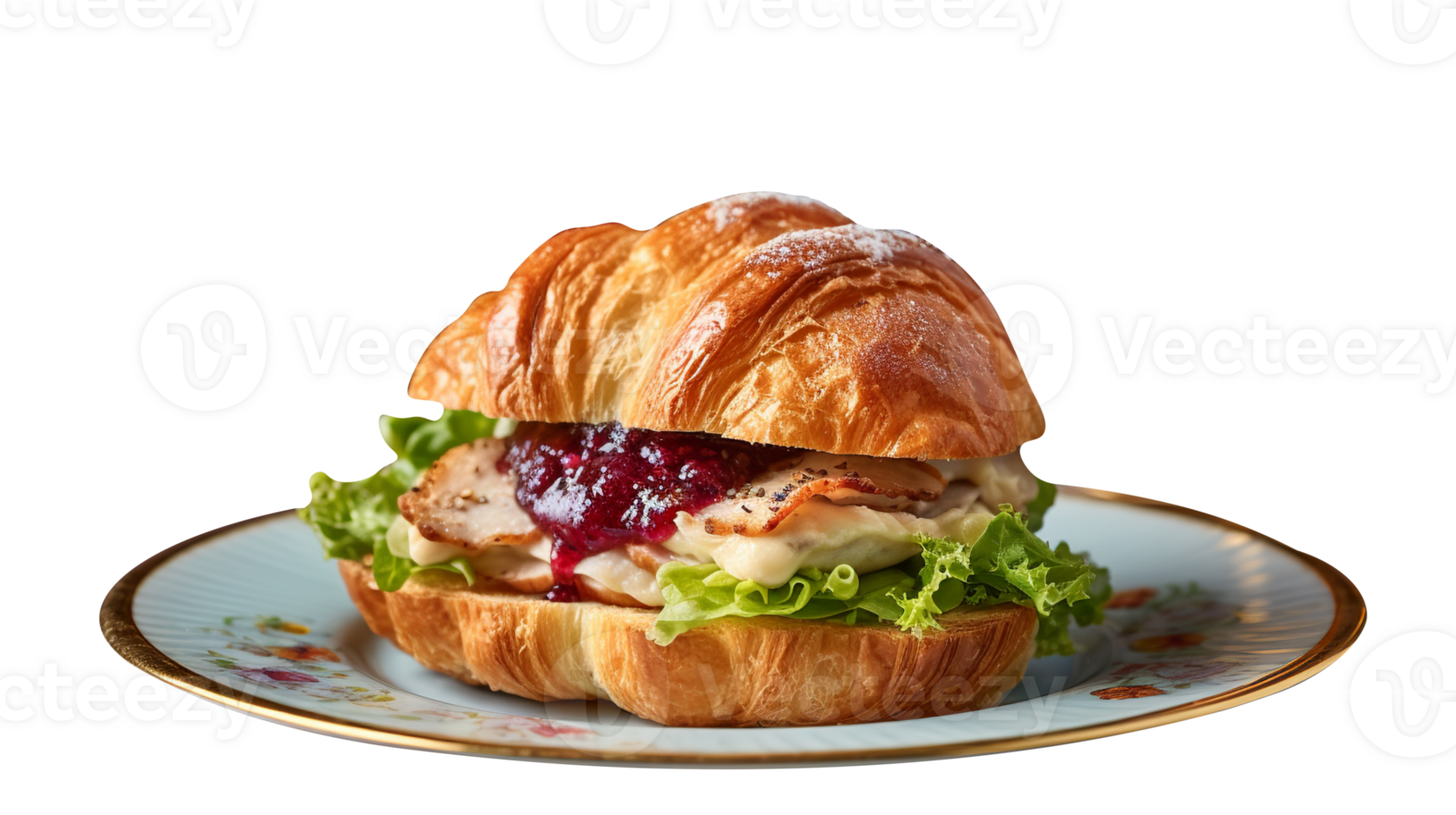 croissant sandwich isolé sur transparent Contexte png