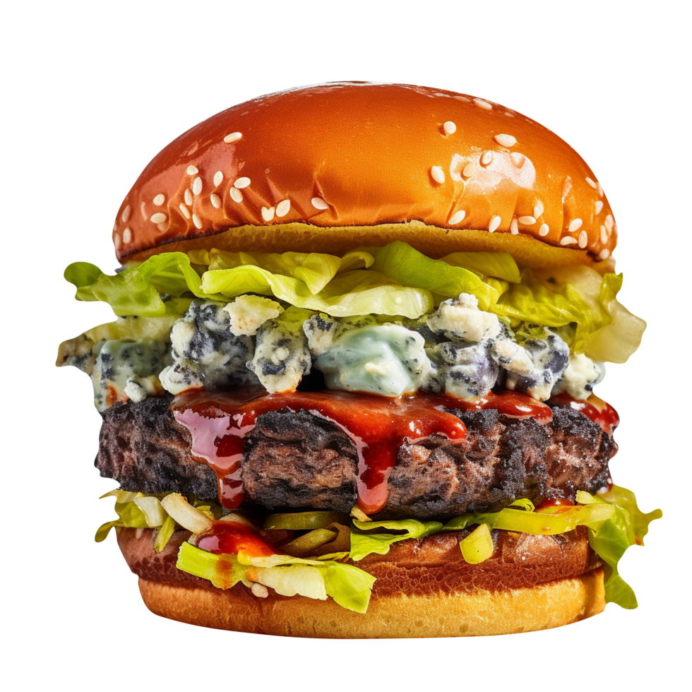 fresh tasty bluecheese burger isolated on white background png