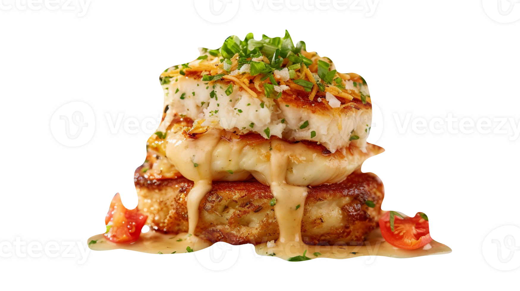 Delicious crabcake sandwich isolated on transparent background png