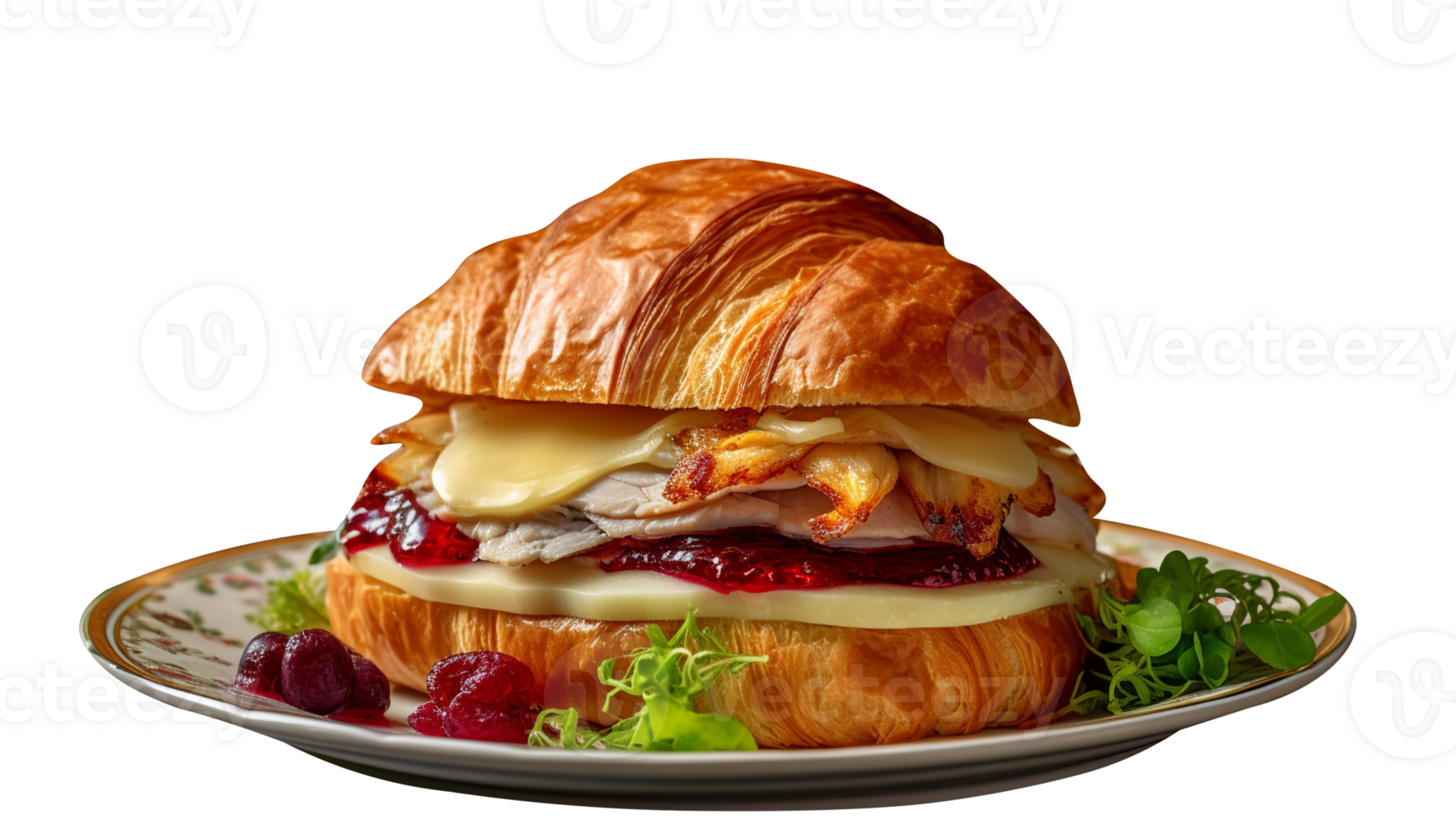 Croissant sandwich isolated on transparent background png