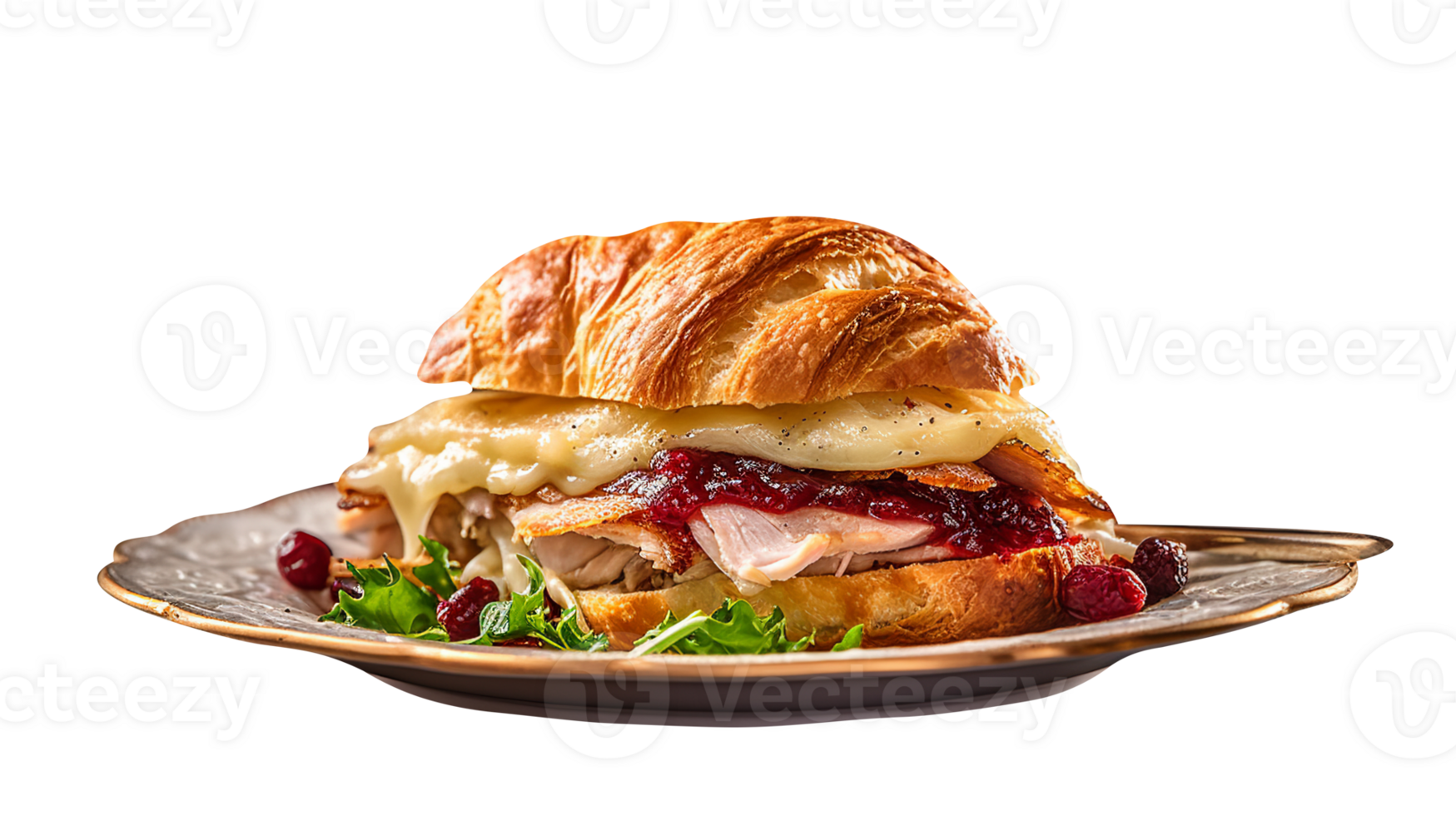 Croissant sandwich isolated on transparent background png
