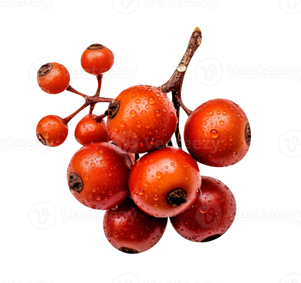 Fresh single hawthorn berry isolated on transparent background png