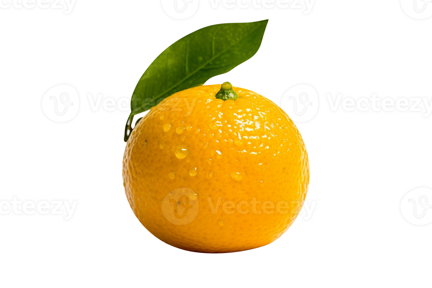 Fresh single orange fruit isolated on transparent background png