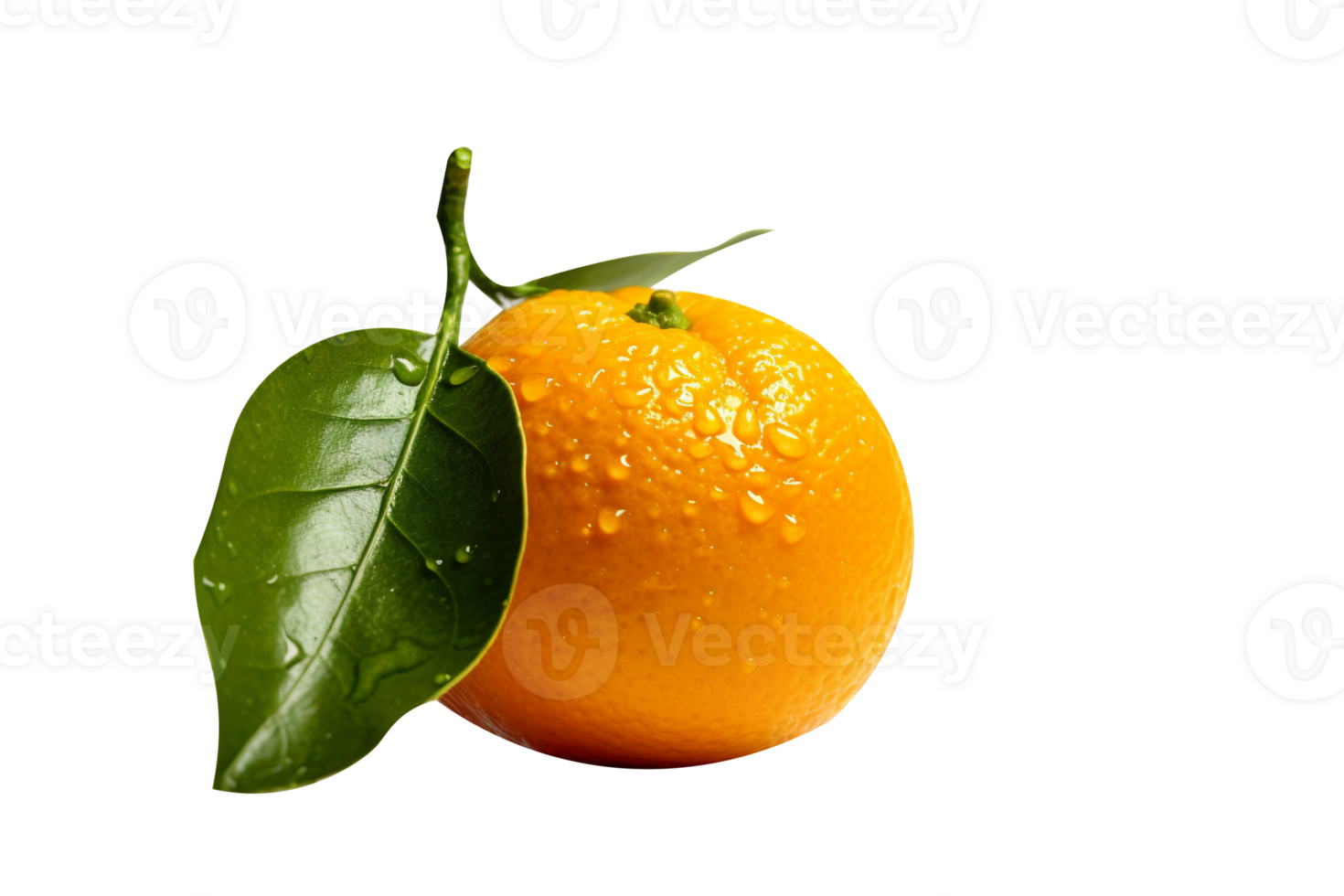 Fresh single orange fruit isolated on transparent background png