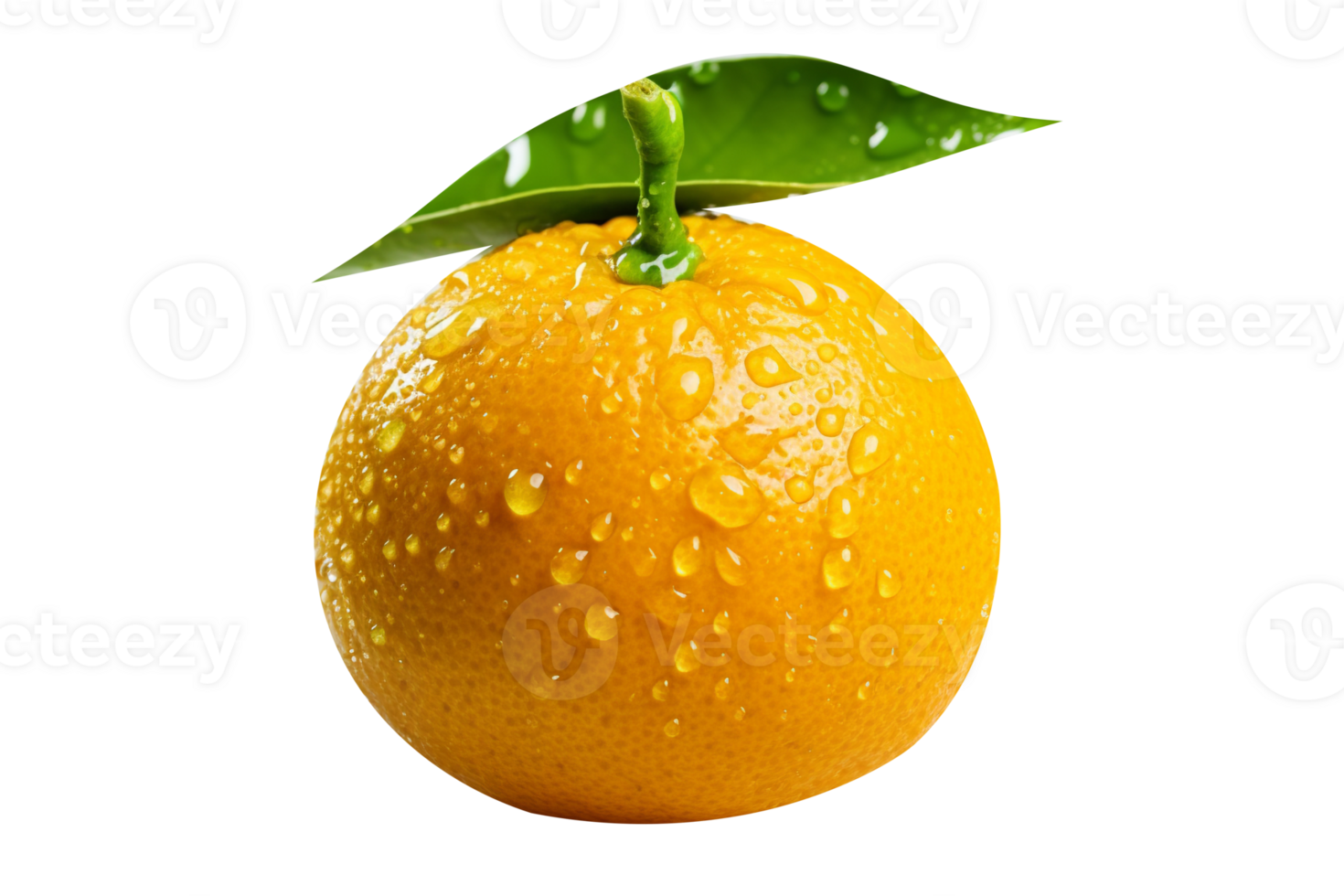 Fresh single orange fruit isolated on transparent background png