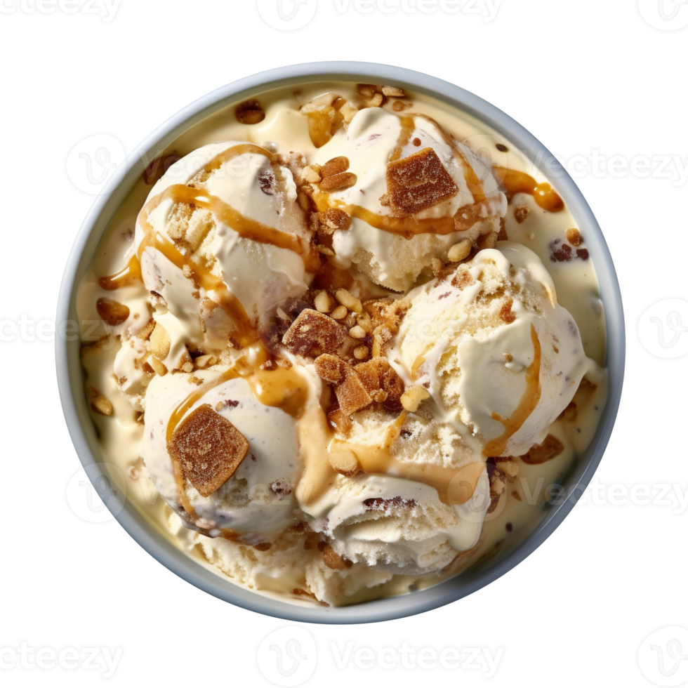 Tasty butter finger ice cream isolated on transparent background png
