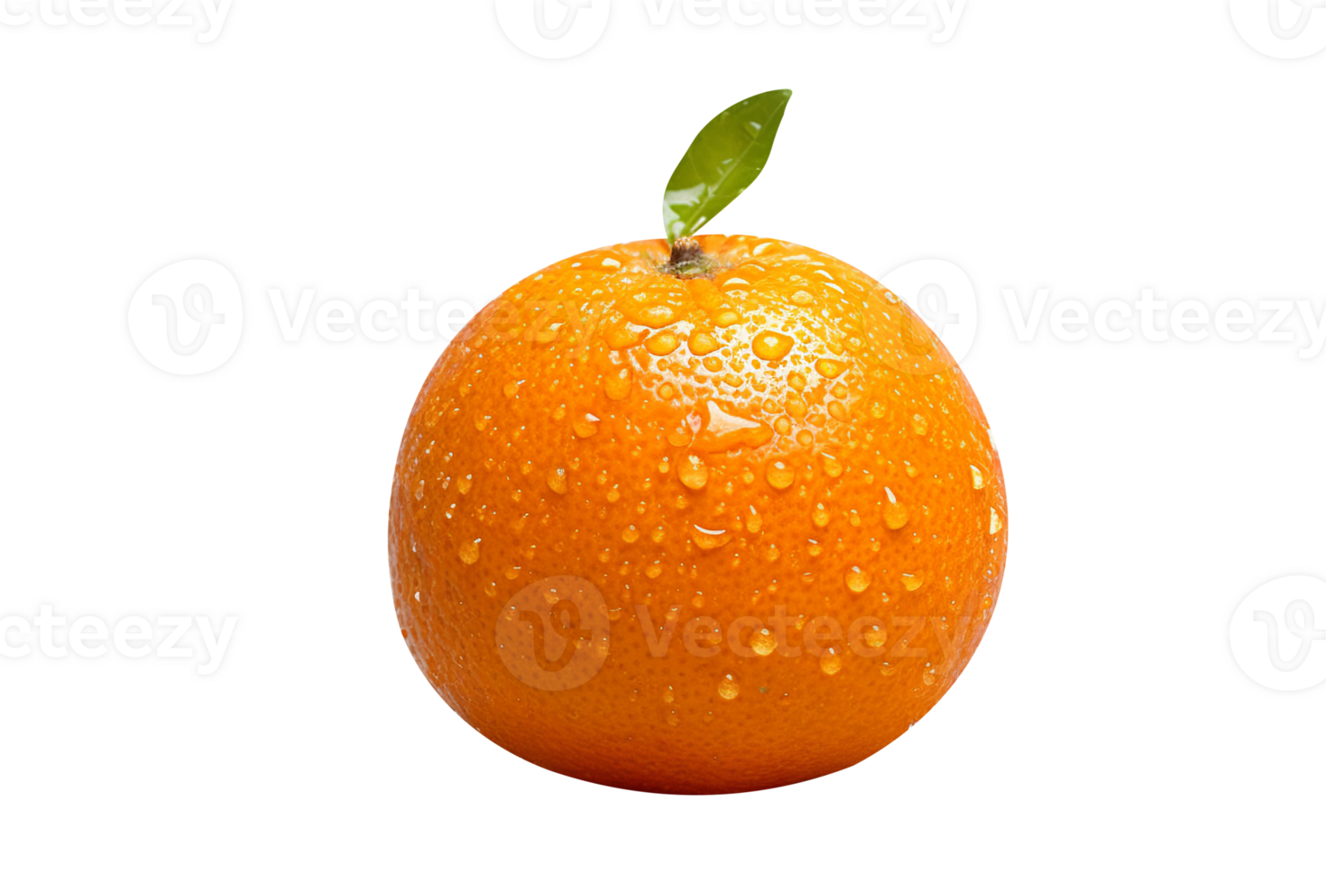 Fresh single orange fruit isolated on transparent background png