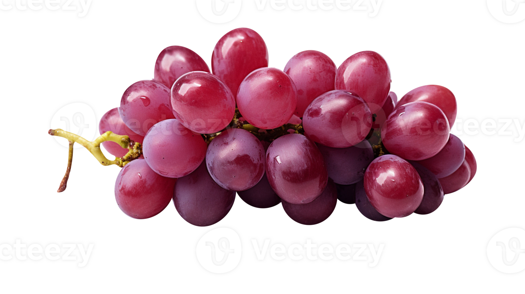 Fresh cluster of dark red grapes on transparent background png
