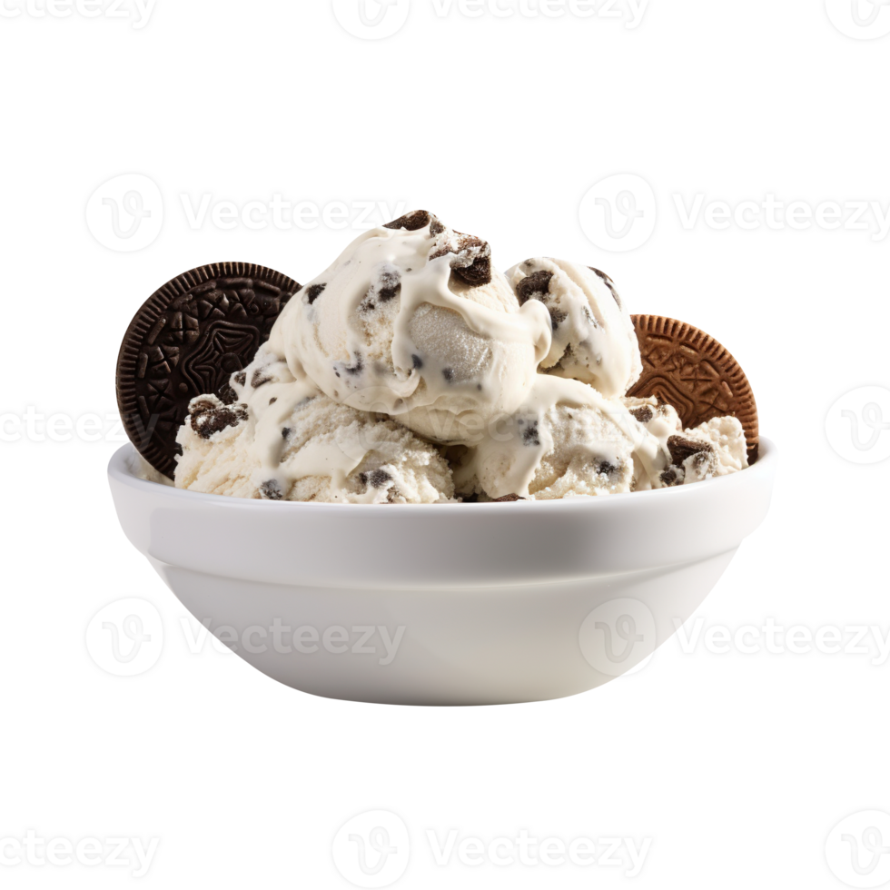 Tasty chocolate oreo cookie ice cream isolated on transparent background png