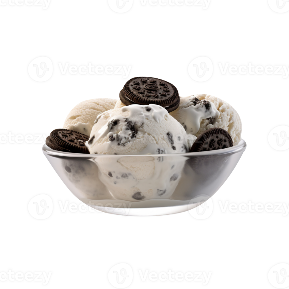 Tasty chocolate oreo cookie ice cream isolated on transparent background png