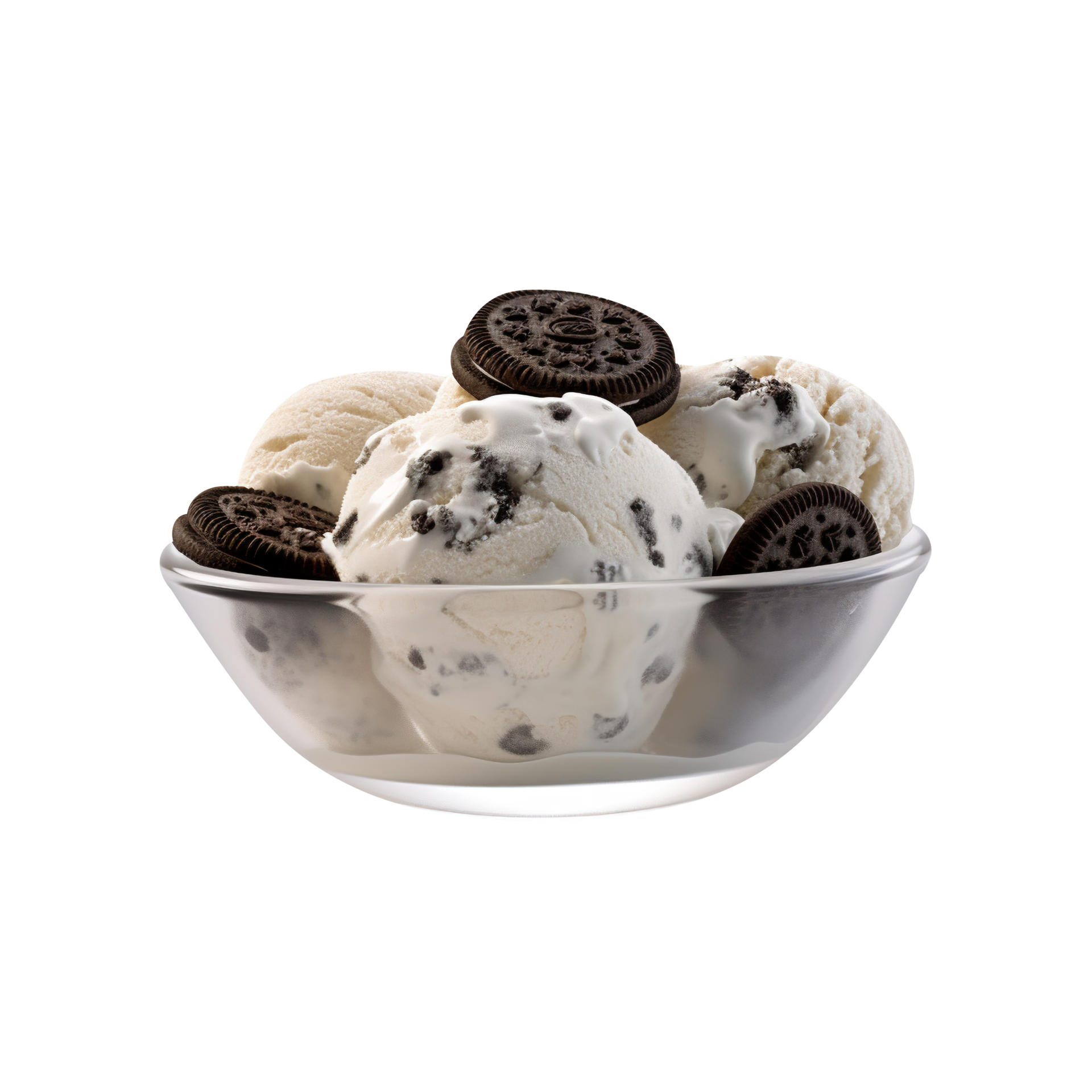 Tasty chocolate oreo cookie ice cream isolated on transparent