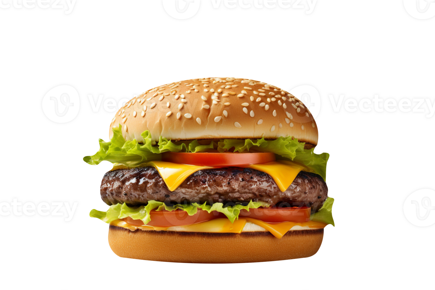 Delicious mouthwatering burger isolated on transparent background png