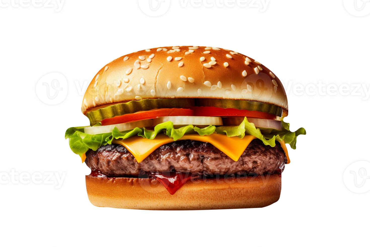 Delicious mouthwatering burger isolated on transparent background png