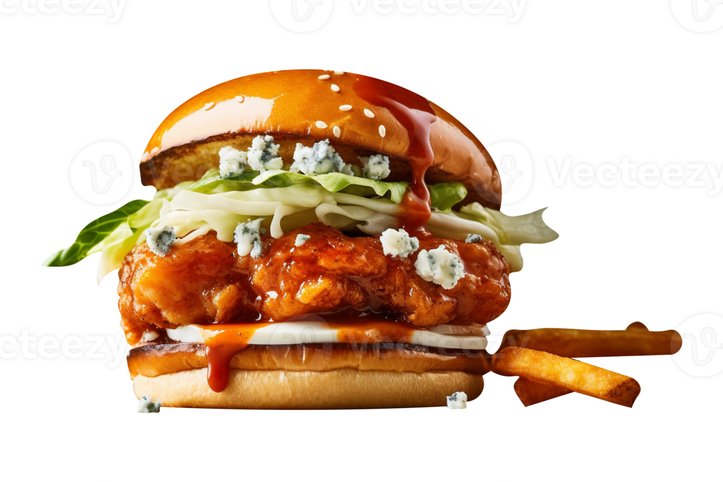 Delicious buffalo chicken burger on transparent background 27143827 PNG