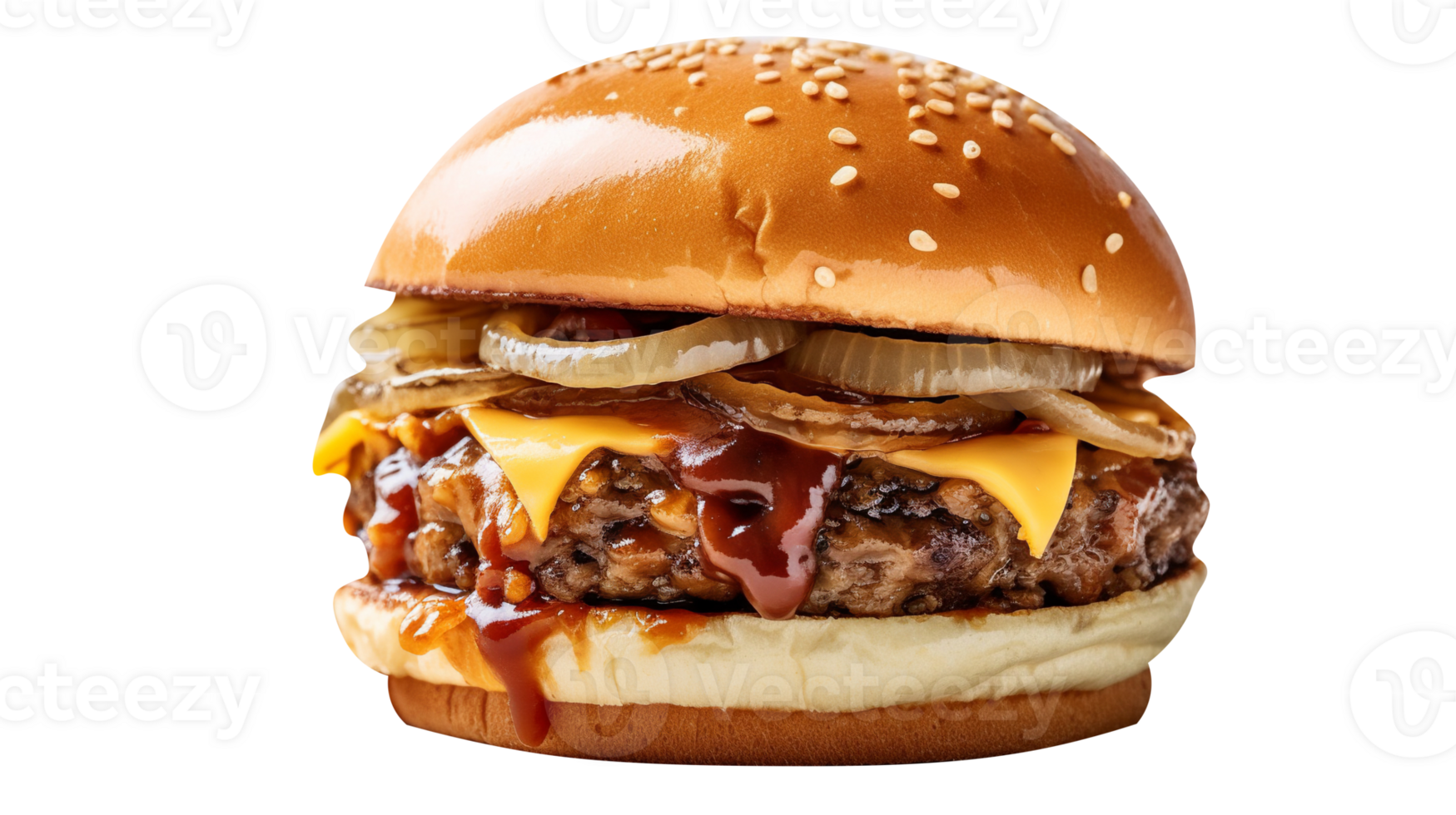 Delicious mouthwatering burger isolated on transparent background png