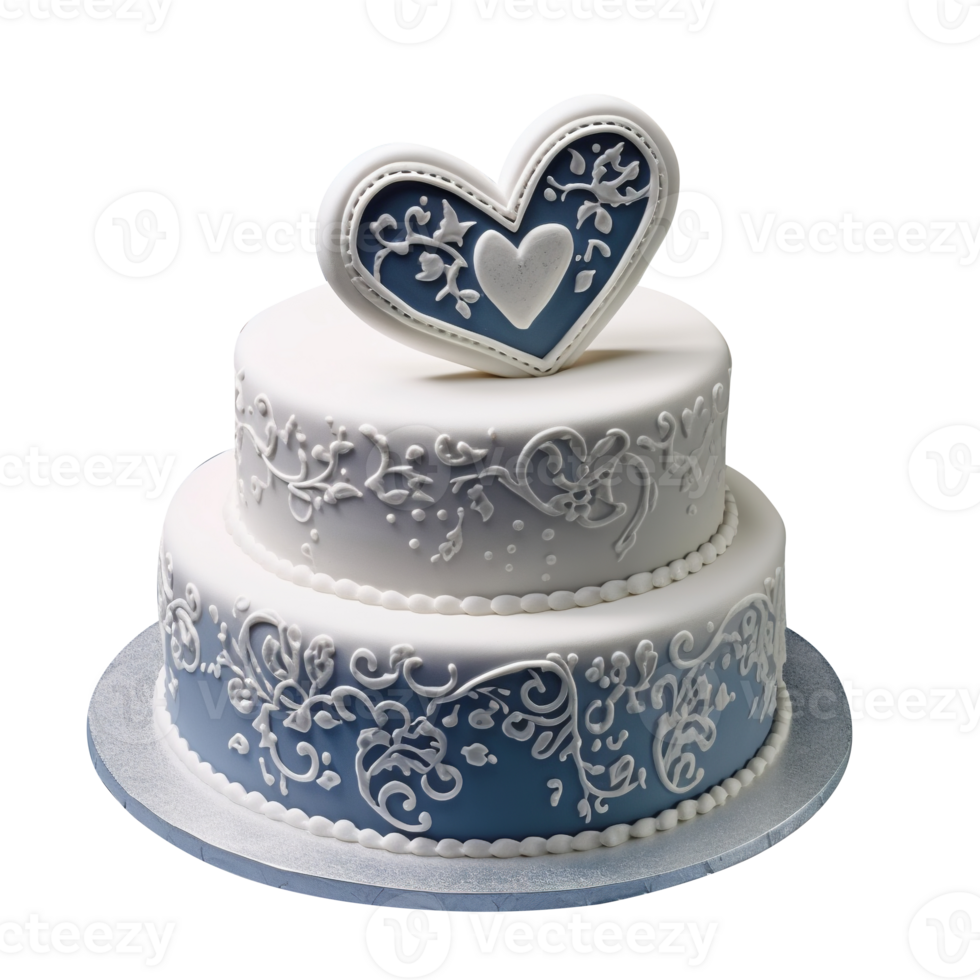 Delicious decorated fondant cake on png background