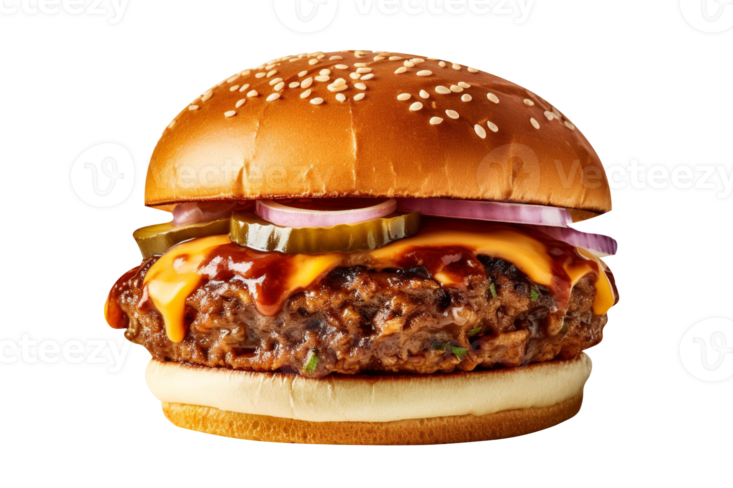 Delicious mouthwatering burger isolated on transparent background png