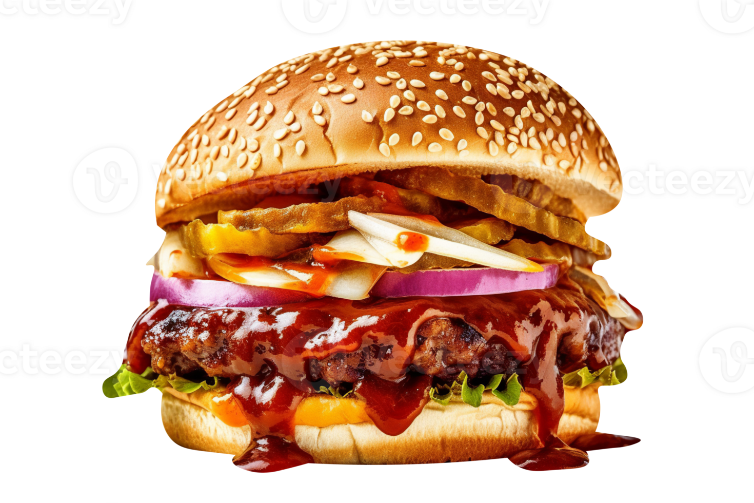 Delicious mouthwatering burger isolated on transparent background png