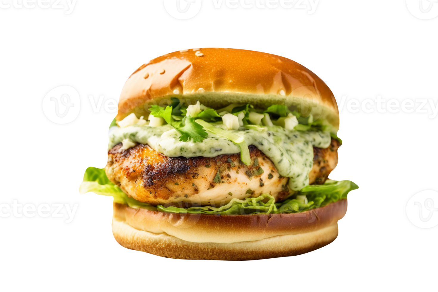 Delicious mouthwatering burger isolated on transparent background png