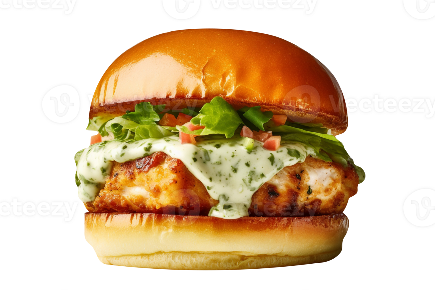 Delicious mouthwatering burger isolated on transparent background png