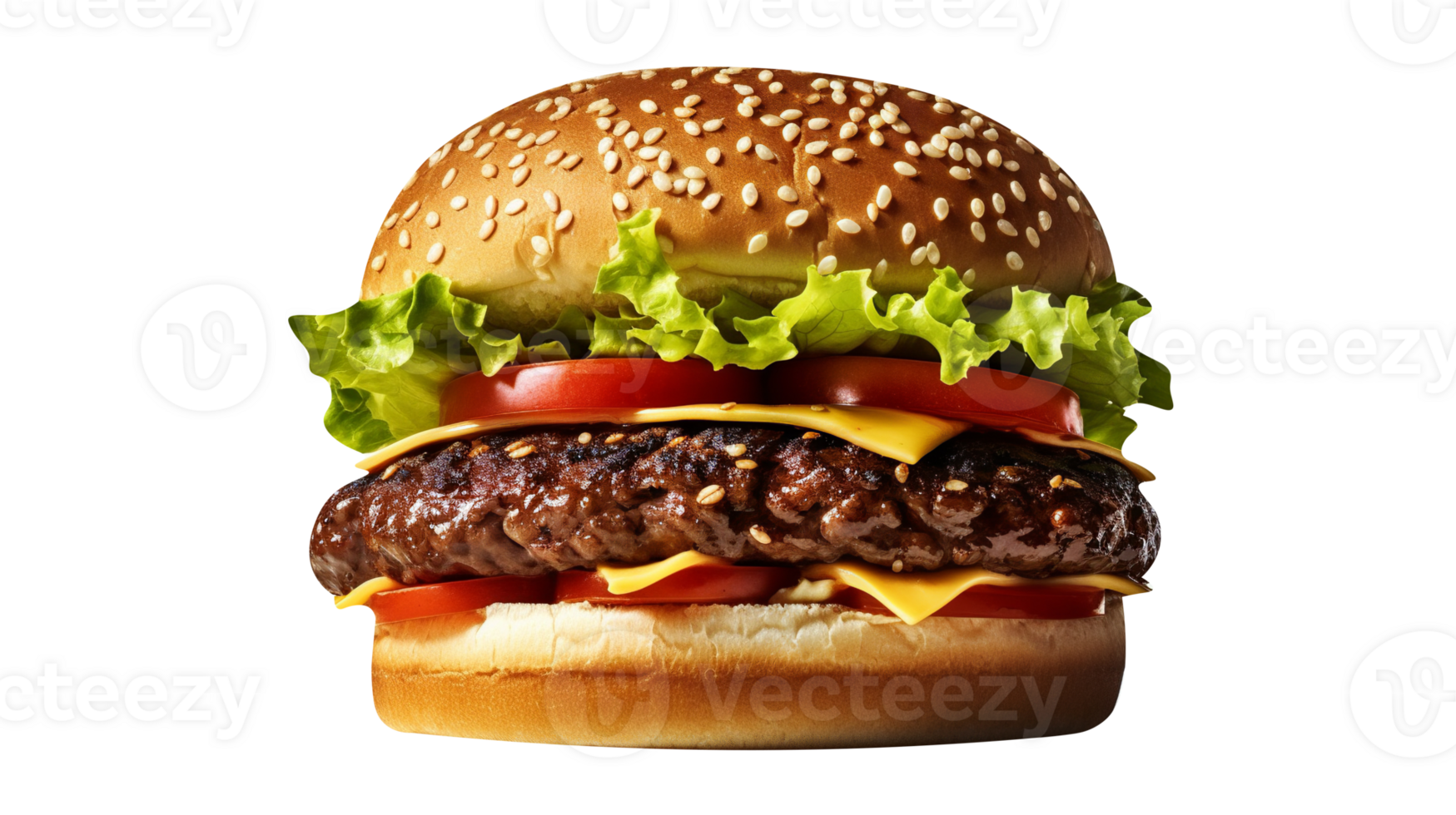Delicious mouthwatering burger isolated on transparent background png