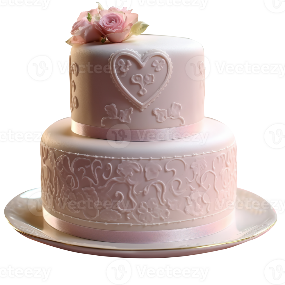 Delicious decorated fondant cake on png background
