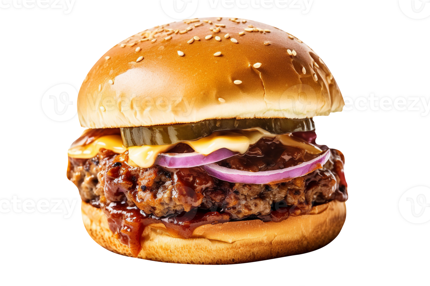 Delicious mouthwatering burger isolated on transparent background png