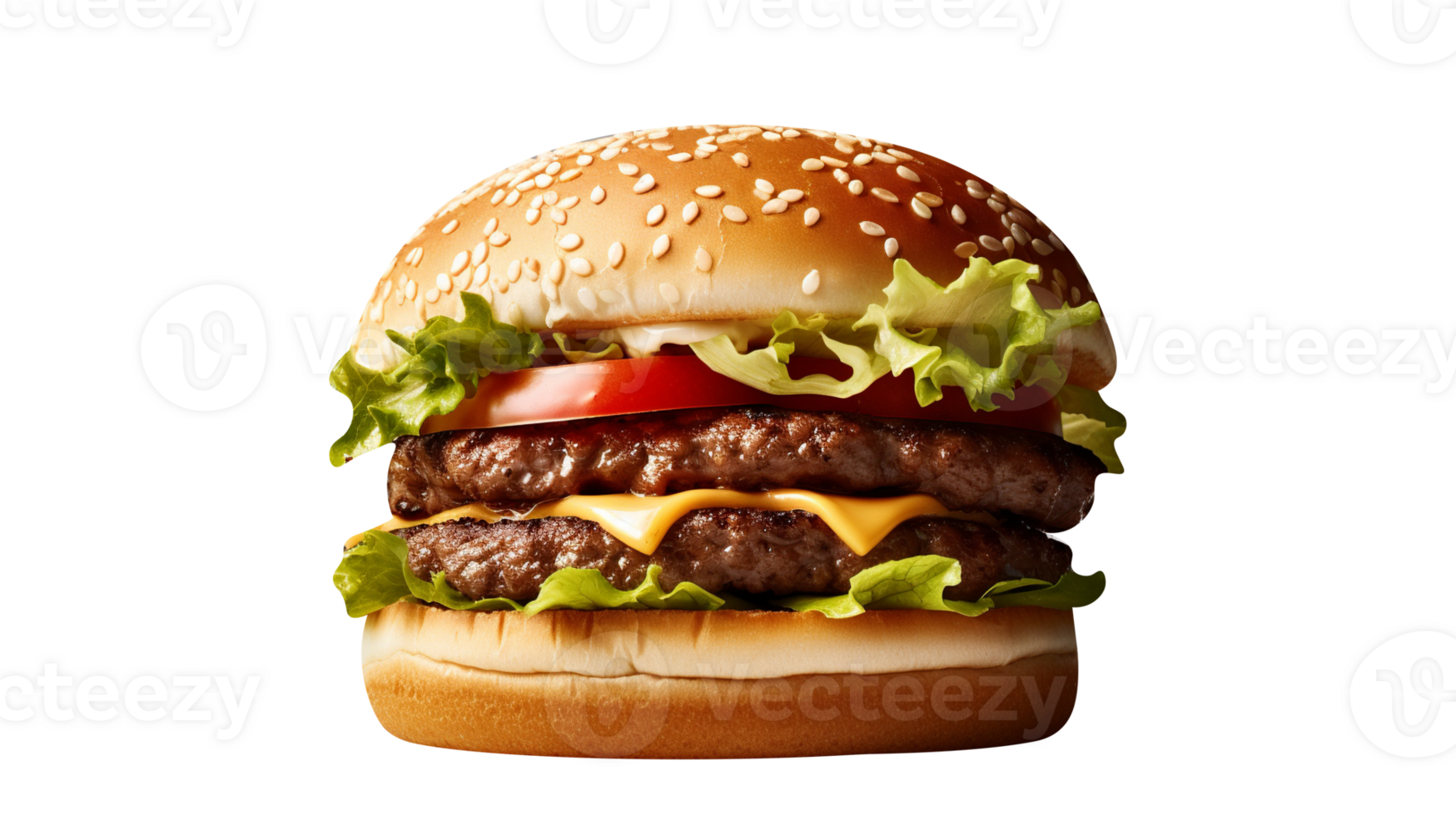 Delicious mouthwatering burger isolated on transparent background png