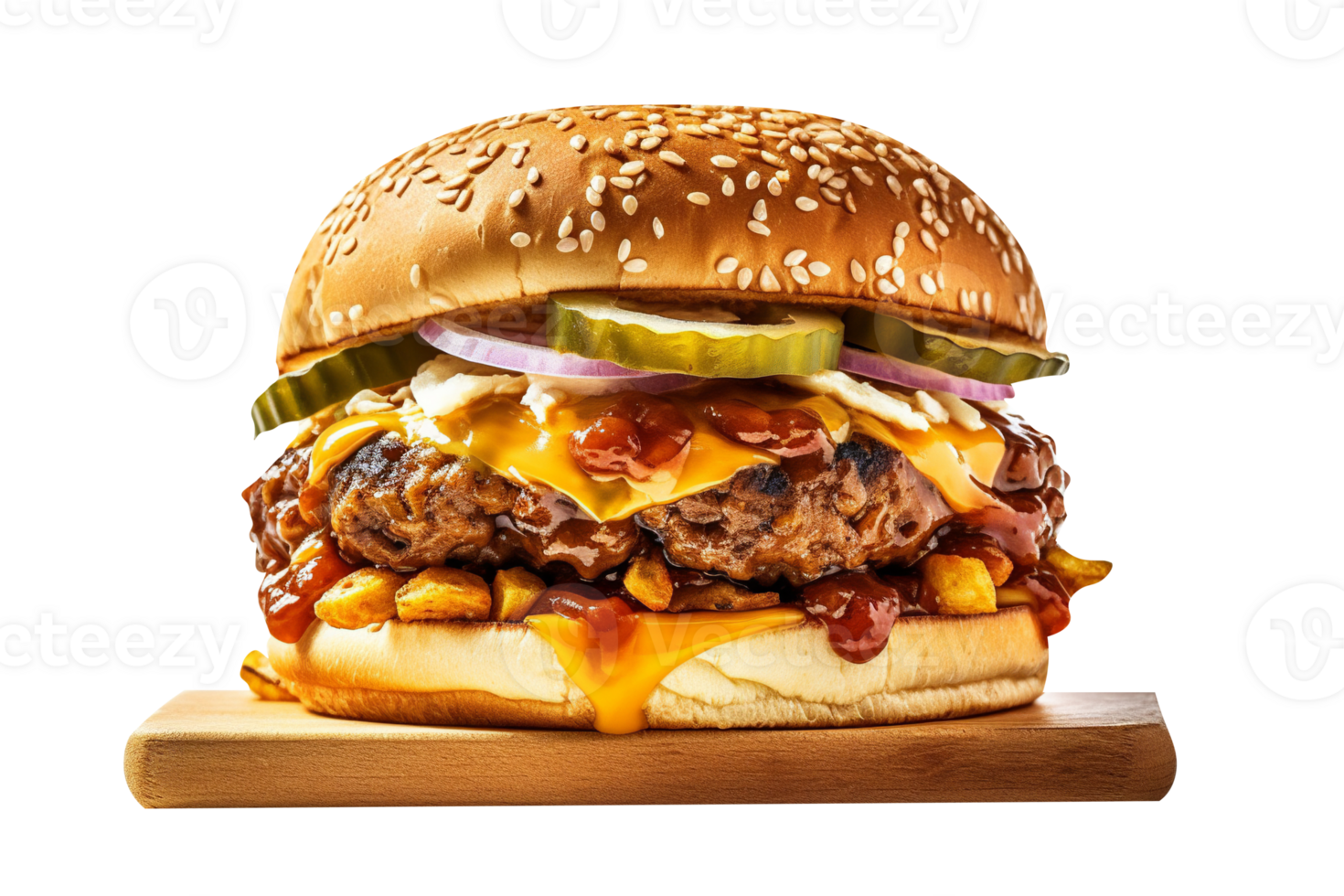 Delicious mouthwatering burger isolated on transparent background png